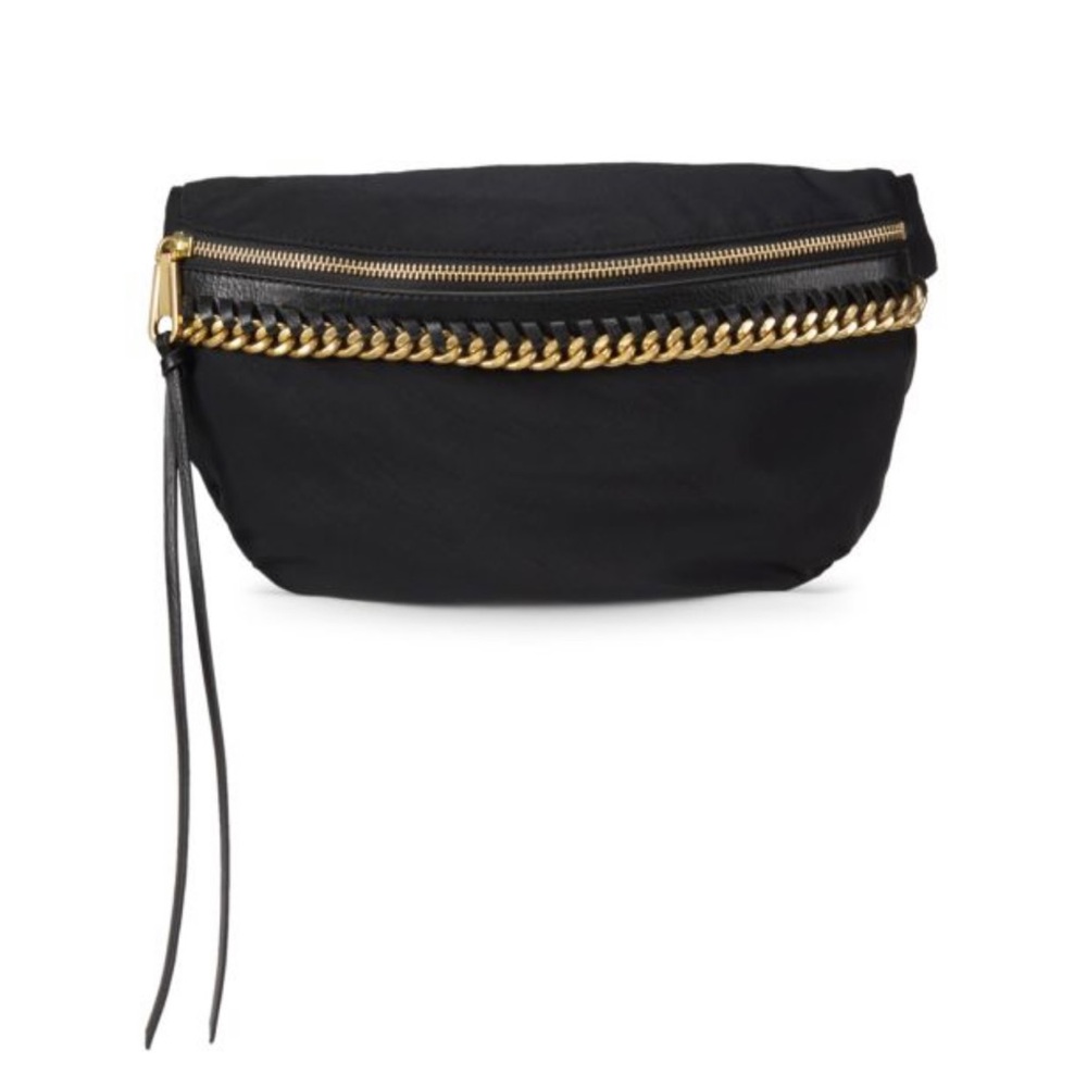 Rebecca Minkoff - Black Half Moon Nylon with Gold Chain Belt Bag